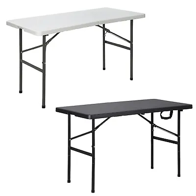 4 Ft Folding Table Plastic Camping Table For Party Dining In/Outdoor White/Black • $48.58