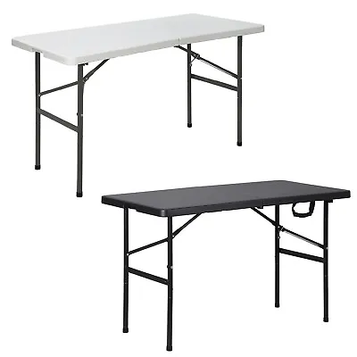 4ft Folding Camping Table Lightweight With Carry Handle Party Dining White/Black • $49.79