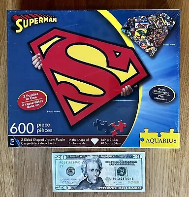 Aquarius SUPERMAN Logo 600 Piece 2-Sided Superhero Jigsaw Puzzle NEW & SEALED • $12.95