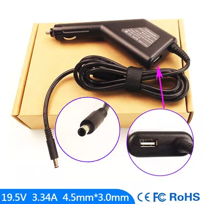 Laptop DC Adapter Car Charger + USB For Dell Inspiron 15-7570 15-3576 15-5575 • $44.85