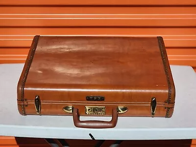 60s Vintage Samsonite Briefcase Brown Leather Brass Hardshell Case No Key • $125