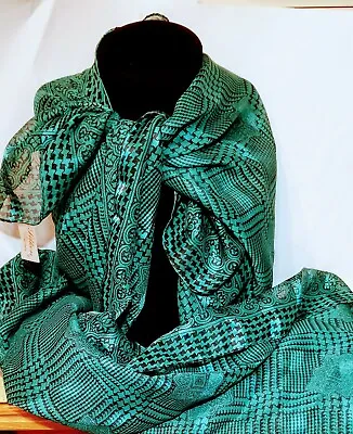 Silken Polyester By Berkshire Vintage Houndstooth Scarf Made In Italy  • $25