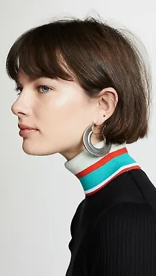 Marni Palladium Metal Hoop Leverback Monile Earrings $440 • $229.99