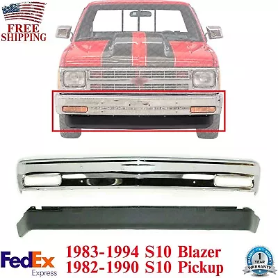 Front Bumper Chrome + Lower Valance For 1982-1993 Chevy S10 / GMC S15 Pickup • $190.35