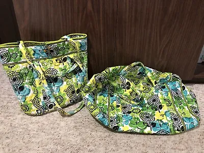 Vera Bradley Limes Up 2 Piece Set Duffle And Tote Handbag School Bag Travel Bag • $120