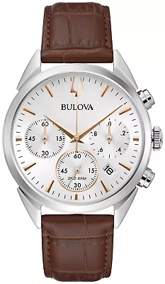 Bulova Men's Chronograph Calendar Brown Quartz High Precision Watch 42MM 96B370 • $186.99