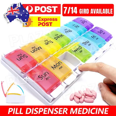 Weekly 7/14 Grids Pill Box Case Medicine Tablet 7 Day Organizer Holder Container • $11.85