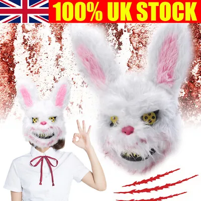 Halloween Scary Mask Bear Rabbit Bloody Plush Head Mask Cosplay Costume Props UK • £6.93