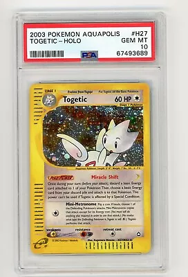 2003 Pokemon Togetic PSA 10 Aquapolis H27/H32 HOLO SWIRL WOTC • $430