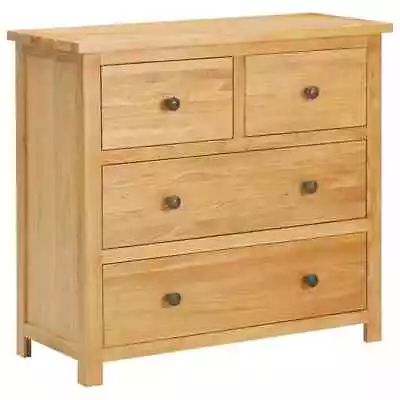 Solid Oak Wood Chest Of Drawers Storage Cabinet Brown/Oak And White VidaXL • £216.99