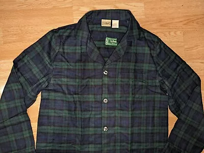 LL Bean Scotch Plaid Flannel Button Pajama Shirt ID 500244 Mens Medium NWT  • $18.99