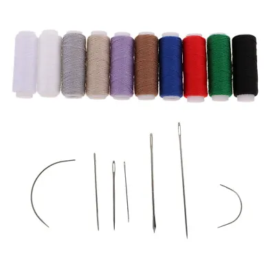 Upholstery Carpet Leather Canvas Repair Curved Hand Sewing Thread Kit • £6.07