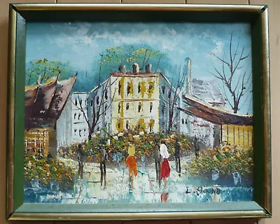 Vintage Street Scene Oil Painting Signed Landscape Cityscape Modernist Urban • $198
