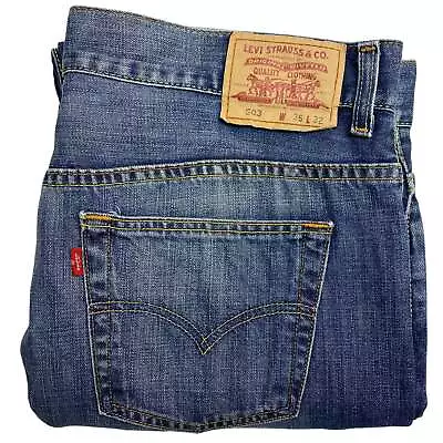 Vintage Levis 503 Jeans 2000's Blue Cropped Denim Bottoms W36 • $39