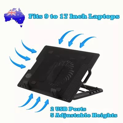 Notebook Laptop Cooling Pad Cooler Fan Stand W/ USB Hub Adjustable Height 9-17  • $18.99