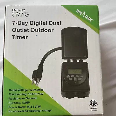 BN-LINK 7 Day Outdoor Heavy Duty Digital Programmable Timer Dual Outlet 125V AC • $10