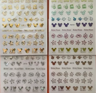 Mickey Mouse Nail Art Stickers  Choose From Gold Silver Rose Gold Multicolor • $2.99