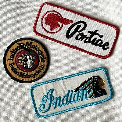 3x Vintage Patches Pontiac Racing Indian Motorcycle Co Biker Car Logo Patch Lot • $54.99