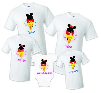 Ice Cream Cone Mickey And Minnie Mouse Birthday Celebration Matching Family • $11.99
