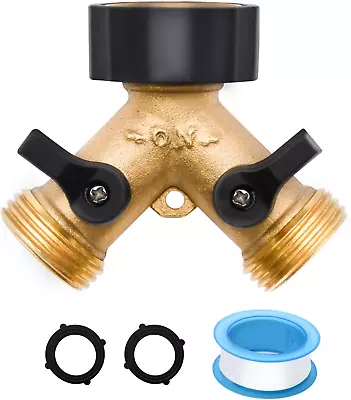 Heavy Duty Solid Brass Double Two Way Garden Hose Splitter 3/4  Hose Connector • $7.97