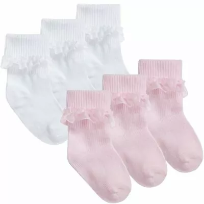 Baby Girl FRILLY SOCKS 3 Pairs Pack Organza Ruffle Lace  • £3.45