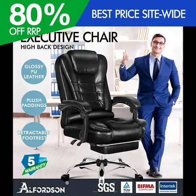 ALFORDSON Office Chair Gaming Executive Computer Racer PU Leather Seat Footrest • $119.95