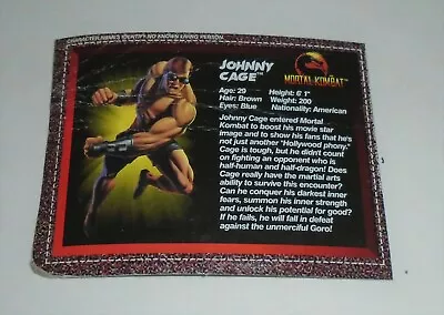 MORTAL KOMBAT File I.D. Card Filecard 1995 MOVIE Edition         Johnny Cage • $7.95