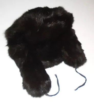 POT-OPOHT Mink Fur Trapper Hat VTG Russian Ushanka Bomber Ear Flaps Mens Size LG • $59.99