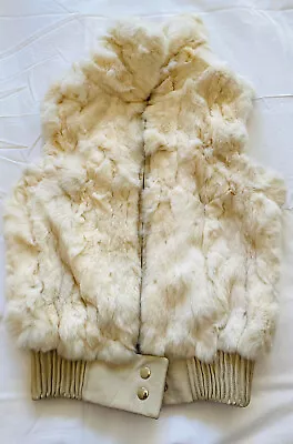 P. Rossa Genuine Rabbit Fur & Leather Zip Gillet Size 8/10 Vintage • £39