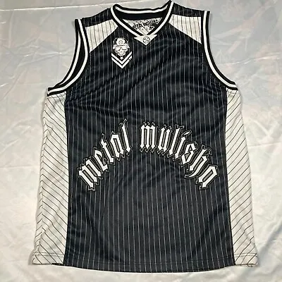 Metal Mulisha Jersey Tank Top Mens Black Striped Muscle Shirt Embroidered V-Neck • $24.99