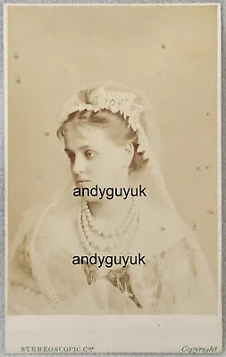 Cdv Rare Actress Named Kate Bishop Antique Photo Lace Necklace London • £16.95