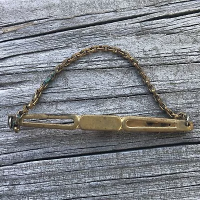 Vintage Nu-Lok 2-1/2  Tie Bar Clip With Chain Brass Tone Metal P9 • $8.46