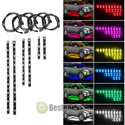 6/12Pcs Waterproof Motorcycle RGB LED Under Glow Lights Strip Neon Kit + Remote • $20.99