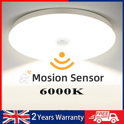 £6.59 • Buy LED Ceiling Light PIR Motion Sensor Light Bathroom Kitchen Living Room Wall Lamp