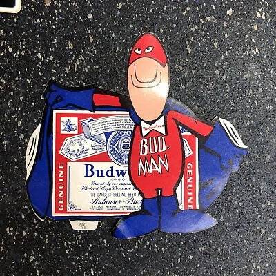 Vintage BUD MAN Big Cape Sign  BUDWEISER Sticker 1970's NEW • $11.99