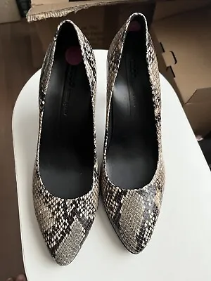 Ecco Snakeskin Leather Stiletto Shoes Sz 5 EUC Wedding Party Retro Pin Up 1950s • £21