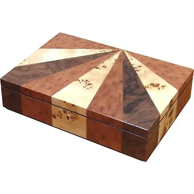 Medium Jewellery Box Made From Maple  Walnut And Elm Burl Veneer With Lock • $305.04