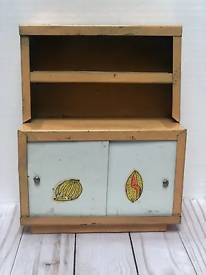 Vintage Toy Kitchen Cupboard Cabinet Hutch Metal Tin Doll Furniture • $12