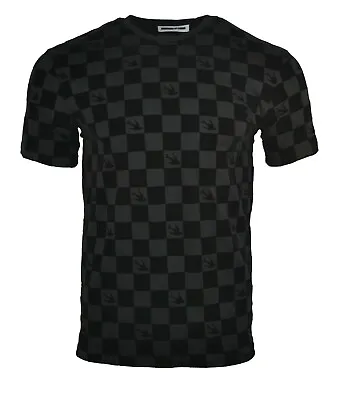 £84.99 • Buy Mcq Black Flocked Chequered Chess Square Swallow T-shirt Rare Alexander Mcqueen