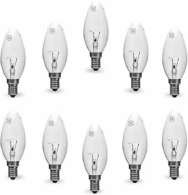 10 X 40W Watt Clear Candle Small Edison Screw Cap SES E14 Lamp Light Bulbs • £8.89