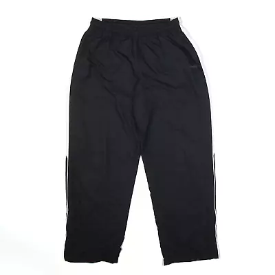 REEBOK Mens Track Pants Black Regular Straight L W30 L30 • £8.99