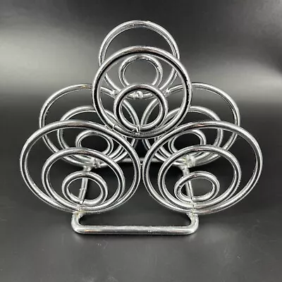 Retro Vintage Chrome Stainless Steel Circle Design Top Napkin Holder MCM Style • $19.99