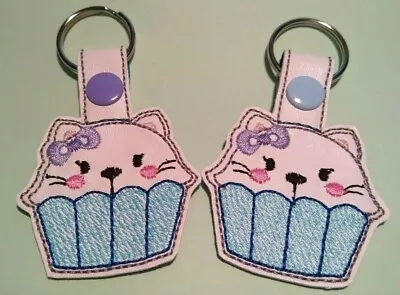 £4.50 • Buy Cupcake Cat Machine Embroidered Keyring ~ Hand Crafted ~ Ideal  By P B Crafts