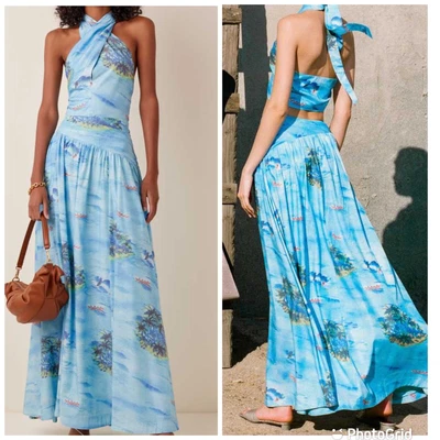 $169.99 • Buy STAUD Kona Printed Rayon Maxi Skirt + Kai Printed Rayon Halter Top Size 4