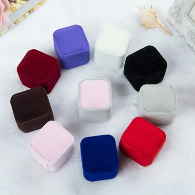 Solid Velvet Earrings Ring Box Jewelry Display Case Storage Wedding Gift Boxes • £1.19