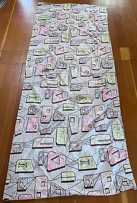 MCM Mid Century Large Fabric Panel Great Graphics 3D Pattern In A Retro Way • $58