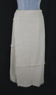 $39 • Buy Staud Women's Beige Linen Paneled Midi Skirt Size 4