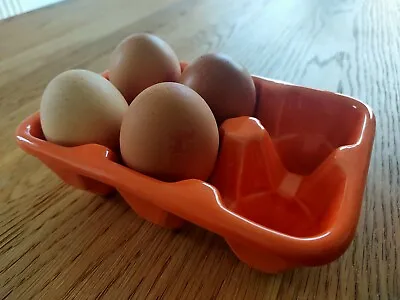 Retro Ceramic Egg Tray 6  Egg Capacity In Gold & Red. • £14.99
