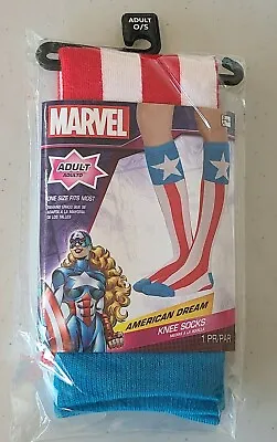 Marvel Comics Captain America Adult American Dream Knee Socks Adult OS Superhero • $9.99