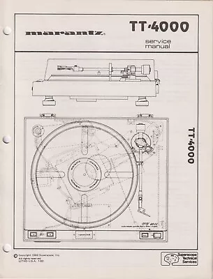 LOOKS NEW ORIGINAL MARANTZ TT-4000 TURNTABLE SERVICE MAN. X • $14.99